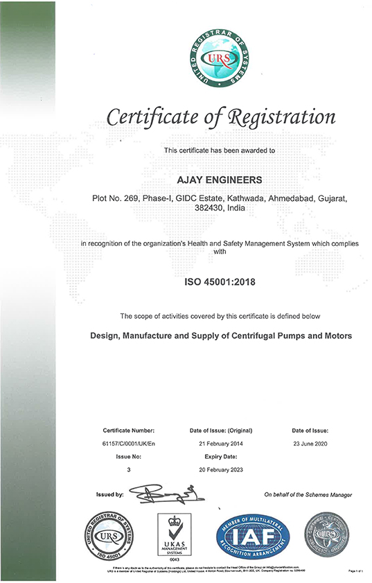 ISO 18001 Certificate